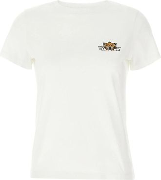 Kenzo Geborduurd Logo Wit T-shirt Polo - Dames - T-shirts - Wit - XS - Katoen - Tops