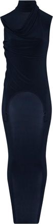 Jean Paul Gaultier Womens Floor-Length Dress Navy Blue Viscose Crepe