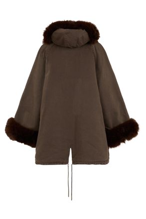 Pinko Faux Fur-Trimmed Jacket - Brown