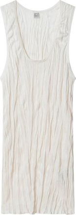 Toteme Crinkled Knit Tank - Dames - Korte kleedjes - Beige - M - Polyester - Kleedjes