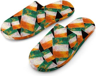 Generic Irish Ireland Flag Watercolor Mens Flannel Slipper Soft Comfy House Shoes Non Slip Winter Warm Indoor Outdoor Slippers