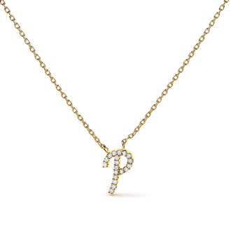 House of Brilliance 14K Yellow Gold Diamond Accent K Initial Script Style Pendant Necklace