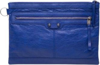 Balenciaga Pre-owned Clutch Bag - Dames - Vintage Clutch - Blauw - ONE Size - Leer - Vintage