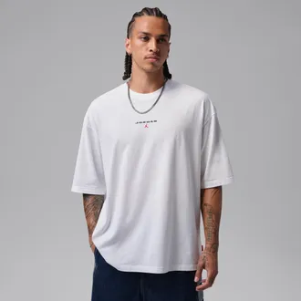 Nike Jordan Mens Jordan Flight Essentials Oversized Patch T-Shirt in White | IO0034-100