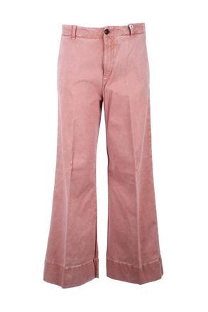 Myths Wide-Leg Cropped Trousers with Button Closure and Textured Fabric