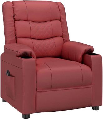vidaXL Sill&oacute;n Reclinable El&eacute;ctrico De Cuero Sint&eacute;tico Rojo Tinto Vidaxl