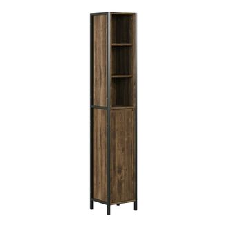 Vicco Armario De Ba&ntilde;o Naola, Roble/negro, 30 X 167.5 Cm Con 3 Compartimentos Abiertos Y 3 Cerrados, Vicco