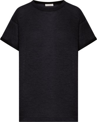 Brunello Cucinelli LIGHTWEIGHT CASHMERE AND SILK SWEATER WITH LUREX INSERTS - Brunello Cucinelli - Woman