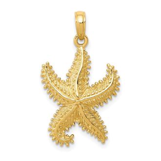 Diamond2Deal 14k Yellow Gold Polished Open-Backed Starfish Pendant