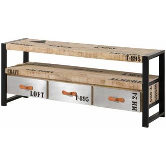 Massivmoebel24 FACTORY 106 Mobile TV in legno di mango e ferro - stampato 150x40x60