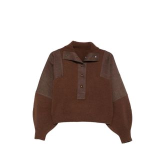 Sessun Button-up Panelled Sweater