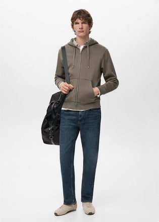 Mango Felpa cappuccio zip marrone medio - Uomo - XXL - MANGO MAN