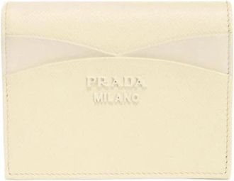 Prada Pre-owned Saffiano Bi-fold Portemonnee - Dames - Vintage Accessoires - Beige - ONE Size - Leer - Vintage