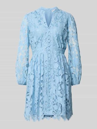 Vera Mont Knielanges Cocktailkleid aus Spitze mit Knopfleiste in Hellblau, Gr&ouml;&szlig;e 34