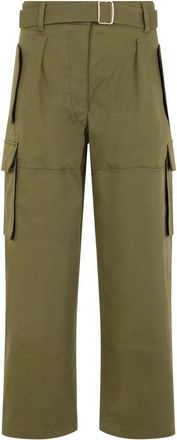 Alberta Ferretti Wijde Cargo Broek - Dames - Wijde Broeken - Groen - S - Katoen - Broeken