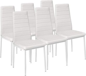 Kosy Koala Dining Chairs Set of 6 White Leather Kitchen Chairs in Black