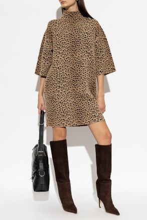 Givenchy Animal Print Dress, Womens, Beige