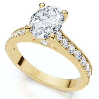 Pompeii3 1 1/3Ct Oval Diamond Engagement Ring 14k Gold or Platinum Lab Grown