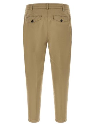 Pantaloni Torino Cotton-Linen Blend Trousers - Beige