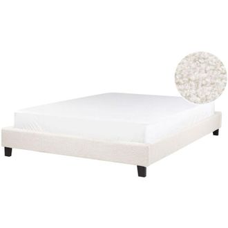 Beliani Beliani - Letto imbottito boucl&eacute; beige chiaro senza testiera rete a doghe 140 x 200 cm Roanne