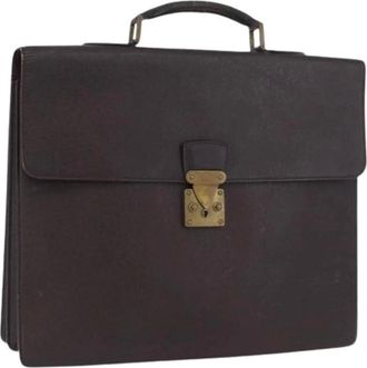 Louis Vuitton Pre-owned Handbags, female, Black, Size: ONE SIZE Pre-owned Taiga Leather Business Bag