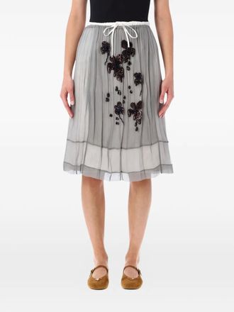 Prada Midi-rok met geborduurde bloemen - Grijs