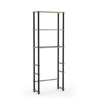 Furinno Turn-N-Tube Toilet Space Saver with 3 Shelves, French Oak Grey/Black, 99763GYW/BK