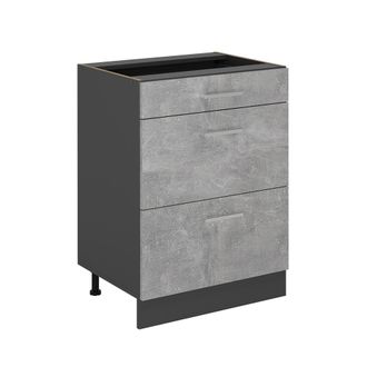 Vicco Mueble Bajo De Cocina R-line, Hormig&oacute;n, 60 Cm Con Cajones, Sin Encimera