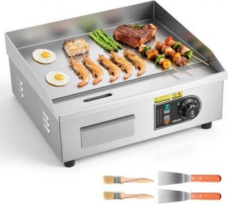 OEM Plancha El&eacute;ctrica 2800 W 450 X 300 Mm, Control De Temperatura 50 A 300 &deg;c, Parrilla De Encimera De Acero Inoxidable Con Superficie Plana, 4 Almohadill