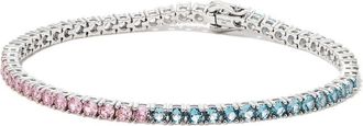 Hatton Labs Sterling Silver Crystal Tennis Bracelet - Mens - Silver