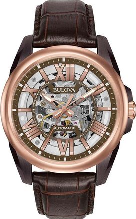 Bulova Automatic Mens Brown Watch 98A165 Leather - One Size