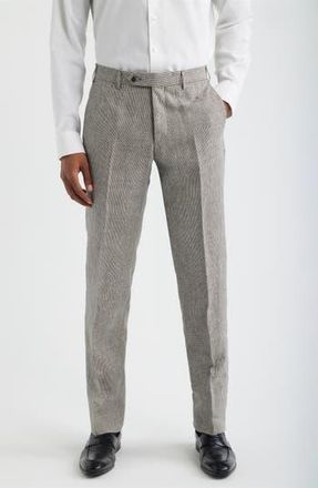 Zanella Parker Mini Check Linen Pants in Espresso at Nordstrom Rack, Size 36