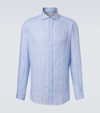 Brunello Cucinelli Camicia in lino a righe