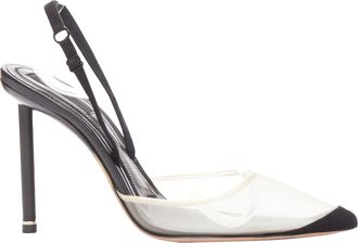 Alexander Wang Alix nude mesh black fabric strap slingback pumps EU36