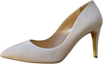 Rupert Sanderson Nada pink shimmer textured leather pumps Size 40