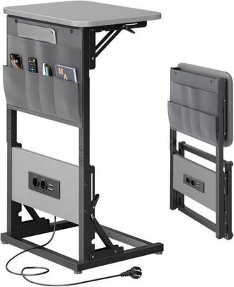 OEM Mesa Auxiliar Tipo C-hlonone- Gris-multipresa Y Almacenamiento-plegable