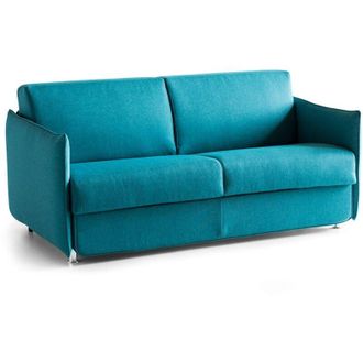 Dmora Dmora - Sof&aacute; Fijo 2 Plazas Monleale, Sof&aacute; Lineal Para Sal&oacute;n, Acolchado, Desenfundable, Calidad 100% Made In Italy, 160x95 H90 Cm, Azul Claro