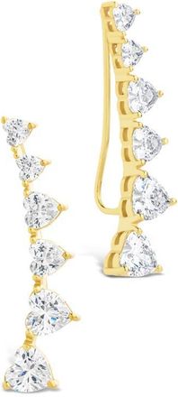 Sterling Forever Jillian Cubic Zirconia Heart Threader Earrings in Gold at Nordstrom