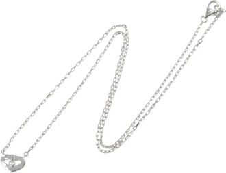 Cartier Collana con pendente C a cuore in oro bianco 18 carati e diamanti anni 2010 - Argento