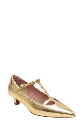Linea Paolo Celia Pointed Toe T-Strap Pump in Gold at Nordstrom Rack, Size 8.5