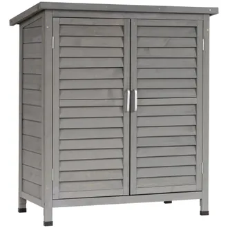 OUTSUNNY Cobertizo De Almacenamiento De Madera Para Jard&iacute;n Con 2 Estantes Interiores 2 Puertas Y Techo Inclinado Para Exterior Terraza 87x46,5x96,5 Cm