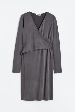 H&M MAMA Stillkleid im Wickelschnitt - Grau