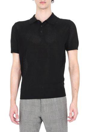 Roberto Collina Perforated Open-Knit Cotton Polo Shirt