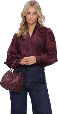 Nukus Nukus, Overhemden, Dames, Paars, L, Polyester, Antonella Blouse Paillet Flower