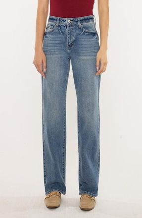 Kancan Ophelia High Rise True Straight Leg Jeans in Medium Wash at Nordstrom, Size 31