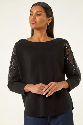 Roman Sparkly Sleeve Knit Jumper