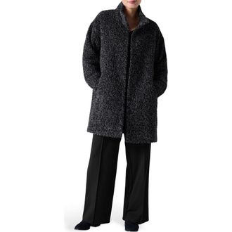 Eileen Fisher High Collar Coat in Black/Ash at Nordstrom Rack, Size Small