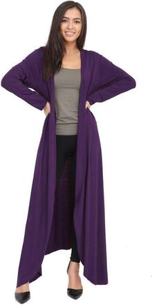 Generic AA ESSANTAILS Womens Ladies Long Sleeve Maxi Boyfriend Cardigan Open Front Full Length Floaty Long Drape Cardigans (Purple, 12-14)
