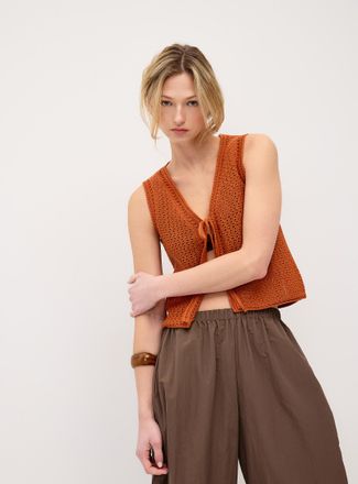 Twik Womens Openwork knit open sweater vest