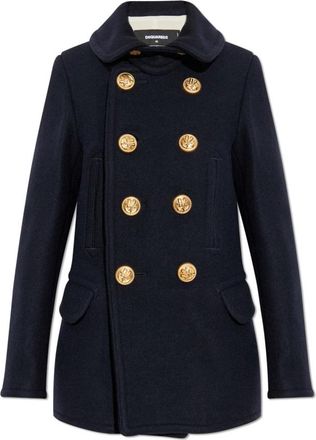 Dsquared2 Wollen jas - Dames - Mantel - Blauw - 2XS - Wol - Jassen